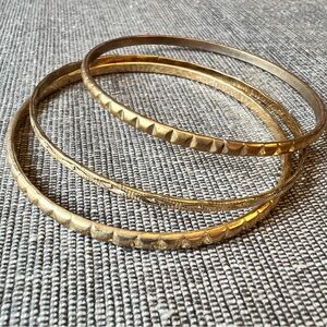 Gold Minimalist Textured and Smooth Bracelets Set